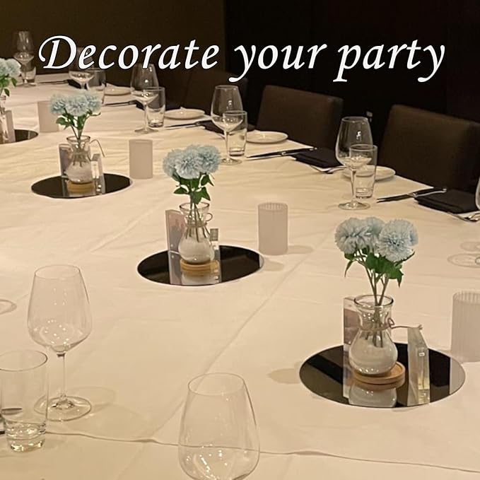 8 Pack Round Mirror Centerpieces for Tables Decorations, 8" Acrylic Round Mirror Tray Candle Plate 2mm Thickness Mirror Centerpiece Table Decorations for Wedding Decorations Party, Wall Decor