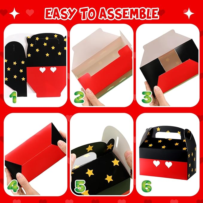Marspark 12 Pack Black Mouse Cartoon Birthday Party Supplies, Paper Gift Boxes, Cartoon Candy Treat Boxes for Birthday Party Decorations(Black Mouse Pattern)