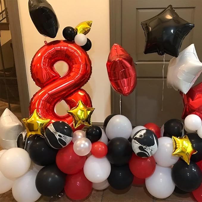 40 Inch Red Number 7 Balloon for Boys Girls, Large Self Inflating Foil Number Balloons 0-9 for Boys Girls, Digit 7 Helium Balloons for Women Men Birthday Christmas New Year Party Anniversary Supplies