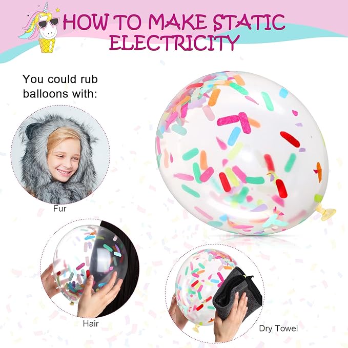 60 Pack Ice Cream Party Balloons Decorations, 12 Inch Sprinkles Party Confetti Latex Balloons for Kids Sweet Summer Ice Cream Birthday Party Baby Shower Supplies