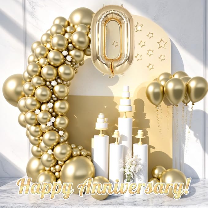 Champagne Gold Large Number 0 Balloon, 40 Inch Light Gold Foil Helium Number Balloons, Giant Mylar Number 0 Balloons for Birthday Party Anniversary Decorations