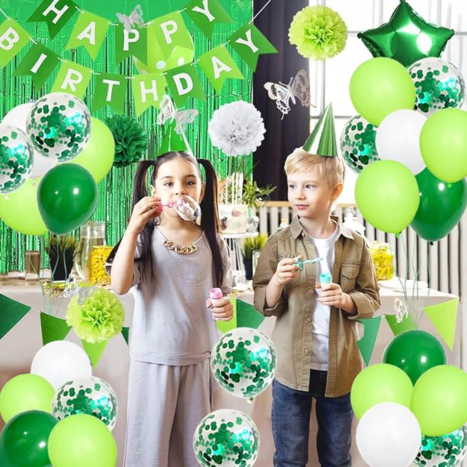 Lime Green White Balloon Garland Arch Kit - 122PCS Green White Balloon Dark Green Balloons for Wedding Birthday Jungle Safari Baby Shower Graduation St Patrick Party Decorations