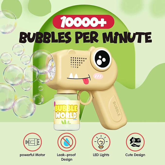 8-Pack Bubble Gun,Automatic Dinosaur Bubble Machine Blower for Kids Summer Indoor Outdoor Toys Birthday Wedding Party Gift