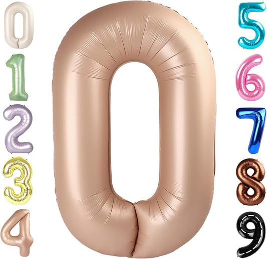 Number 0 Balloons 40 Inch Light Brown Number Balloons for 10 20 30 40 50 60 70 80 90 100 Numbers Balloon Birthday Decorations Wedding Event Baby Shower