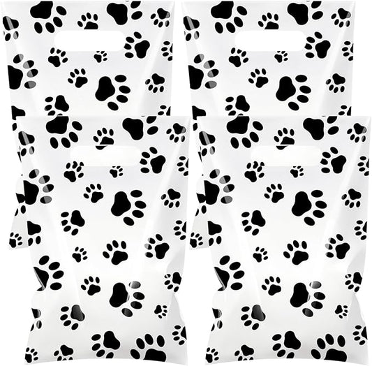 Hxezoc 50 Pieces Dog Paw Gift Bags Plastic Dog Paw Bags Practical Party Bags Pet Party Favors for Animal Theme Birthday Party Decoration Supplies