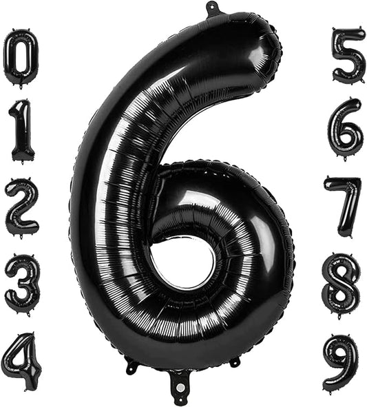 6 Balloon Number 40 Inch, 6th 6 7 Birthday Balloon for Boy Girl, Black 16 60 61 65 Numbers Balloons Birthday Party Wedding Events Decorations