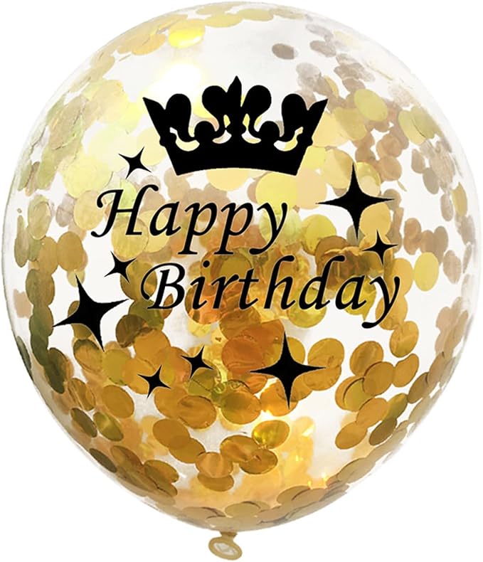 SHUNTAI Happy Birthday Balloons Black and Gold Party Decorations Latex Gold Confetti Balloon Printed Happy Birthday for Women Men Girls Boys Theme Birthday Party Decor Supplies 15 Pack 12 Inch