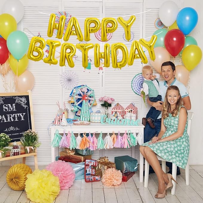 TONIFUL 52 Pieces16 Inch Gold Letter A-Z Balloons,Custom Phrase Mylar Foil Alphabet Letter DIY Personalized Phrase Banner for Birthday Anniversary Celebration Graduation Party Supplies Decoration