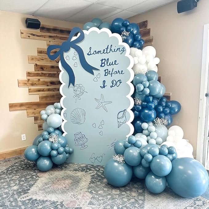 Dusty Blue Latex Balloons, 60pcs 12 Inches Blue and White with Transparent Balloons for Wedding, Birthday, Baby Shower Party Decorations