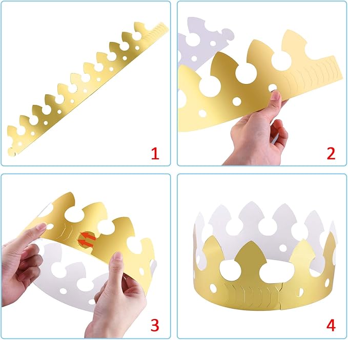 SIQUK 48 Pieces Paper Crowns Gold Paper Party Crown Hats King Crown for Kids and Adults