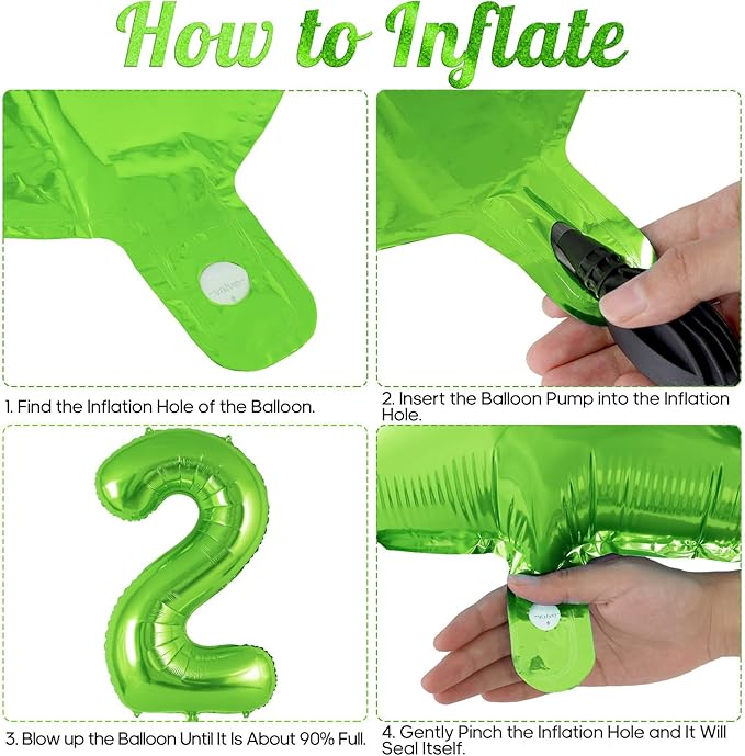 Green Number 2 Balloon 40 Inch, Big Large Foil Helium Number Balloons, Jumbo Giant Mylar Number 2 Balloons for 2 Second Birthday Party Decorations Supplies Anniversary Celebration