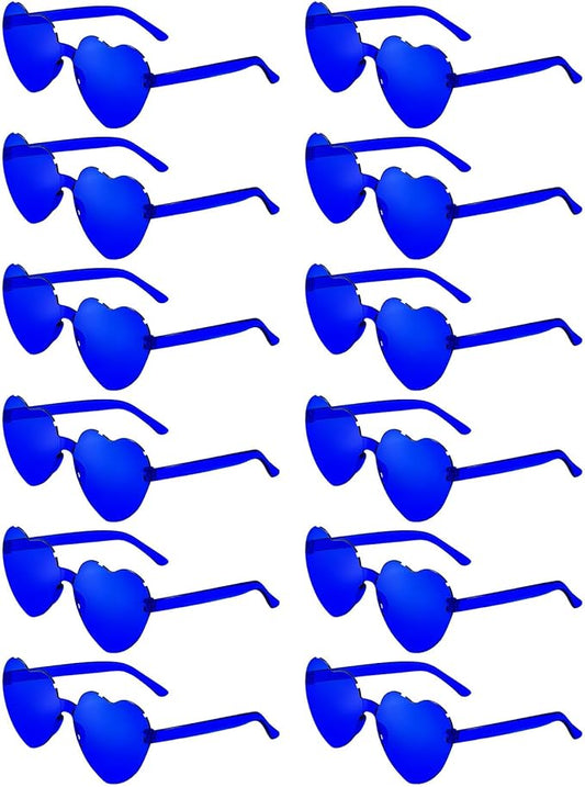 12 Pairs Heart Shaped Sunglasses Candy Color Rimless Fun Heart Glasses for Women Party Favors