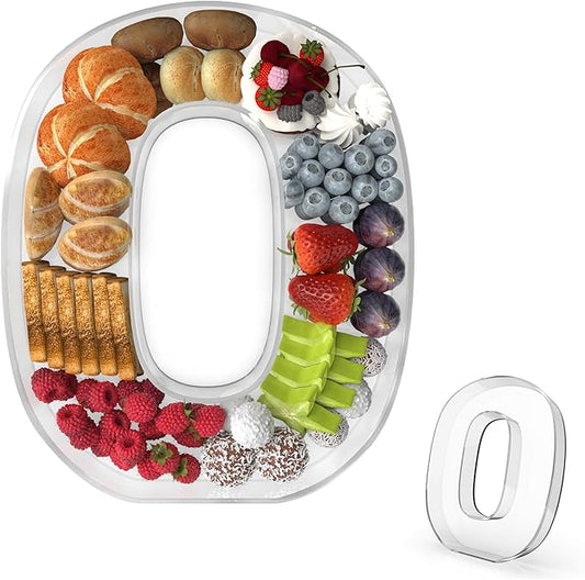 11" Acrylic Number Charcuterie Tray, Fillable Number Charcuterie Box for Food, Reusable Serving Cake Candy Dish Display Tray for Birthday Anniversary Party Decoration (Number 0)