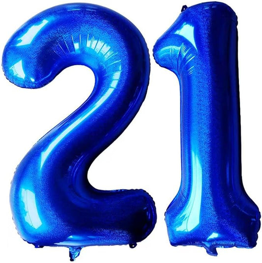 Laser Navy Blue Number 21 Balloons 40 Inch Giant Number Dark Blue 21 Foil Mylar Balloons 12th or 21st Birthday Anniversary Events Party Decorations