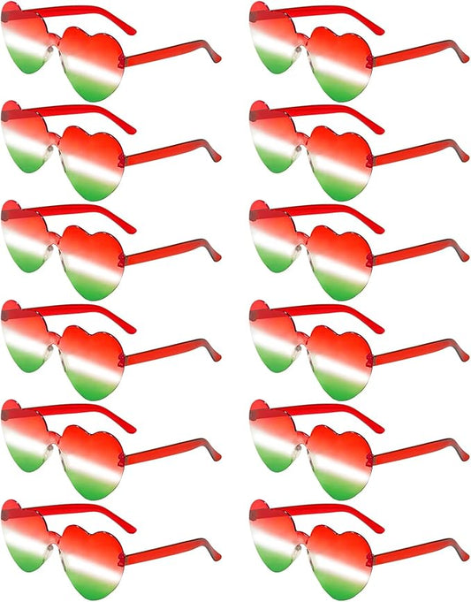12 Pairs Heart Shaped Sunglasses Candy Color Rimless Fun Heart Glasses for Women Party Favors