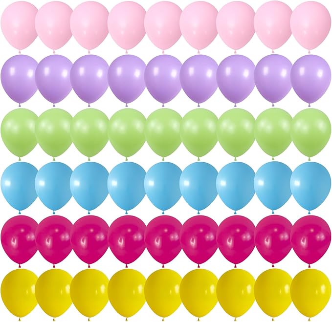 Colorful Rainbow Balloons Assorted Pink Blue Yellow Green Balloons 60PCS 12INCH Hot Pink Pastel Purple Light Blue Latex Helium Balloon for Arch Birthday Party Decorations Baby Shower