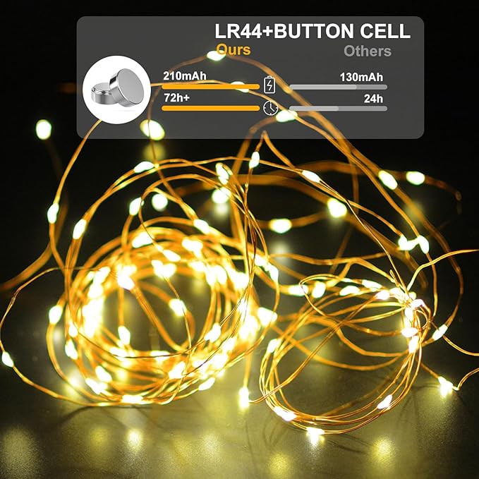 12 Pack Fairy Lights Battery Operated, 7ft 20 Mini LED Fairy Lights Silver Wire Twinkle Lights for DIY, Parties, Wedding, Bedroom, Christmas Decoration (Warm White)