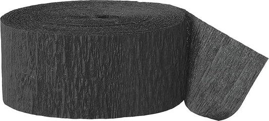 Premium Black Crepe Paper Streamer - 81 ft (1 Pc) - Perfect for Birthdays, Weddings, and Events