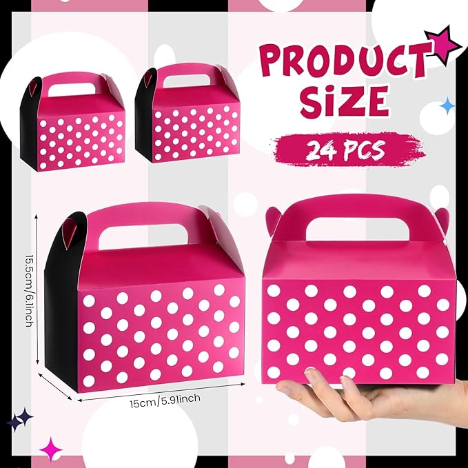 Marspark 12 Pack Pink Mouse Cartoon Birthday Party Supplies, Paper Gift Boxes, Cartoon Candy Treat Boxes for Birthday Party Decorations(Pink Mouse Pattern)