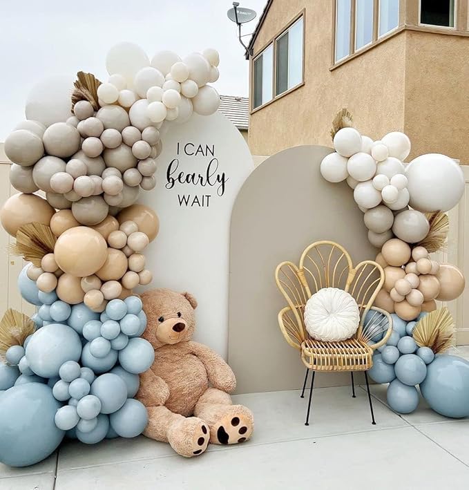 Dusty Blue Balloons Double Stuffed Blue Balloon Garland Arch Kit Different Sizes 18In 12In 5In Latex For Birthday Baby Shower Gender Reveal Neutral Party