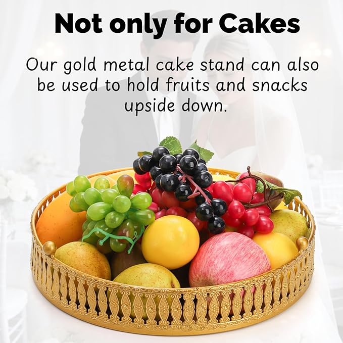 Goaste 3 Pack Metal Gold Cake Stand, 8"/10"/12" Round Cake Stands Set, Dessert Cupcake Display Stand Plate, Metal Display Risers for Pastry, Wedding, Birthday, Party, Anniversary, Table Decor, Events