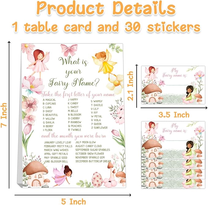 Fairy Party Decorations,Fairy First Birthday Decorations,Fairy Party Games,Birthday Games for Kids Party,Fun for Adults & Kids Game,What's Your Fairy Name Game