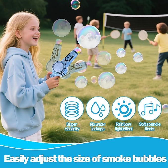 Vodolo 2PCS Colorful Bubble Machine with Smoke for Kids