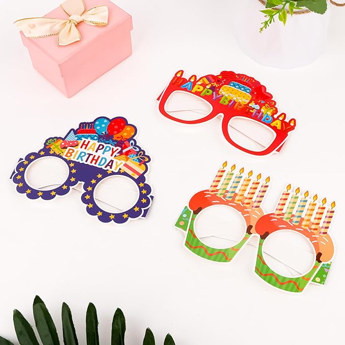 WHAVEL Happy Birthday Decorations 12Pcs Birthday Party Favors Glasses Photo Booth Props