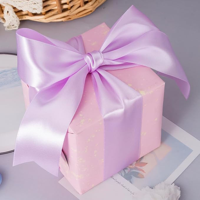 YASEO 2 Inch Lilac Solid Satin Ribbon, 50 Yards Craft Fabric Ribbon for Gift Wrapping Floral Bouquets Wedding Party Decoration
