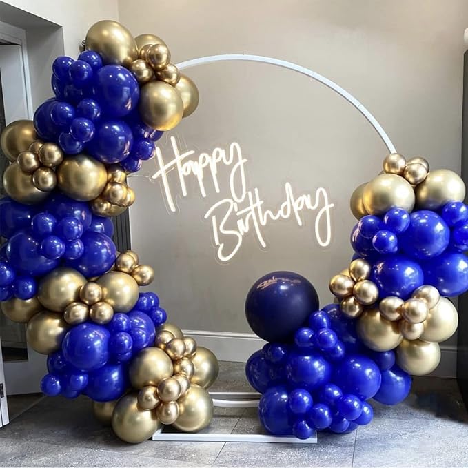 Voircoloria 130pcs Royal Blue Balloons Different Sizes 18" 12" 10" 5" Party Latex Balloons for Birthday Graduation Baby Shower Anniversary Nautical Party Decorations