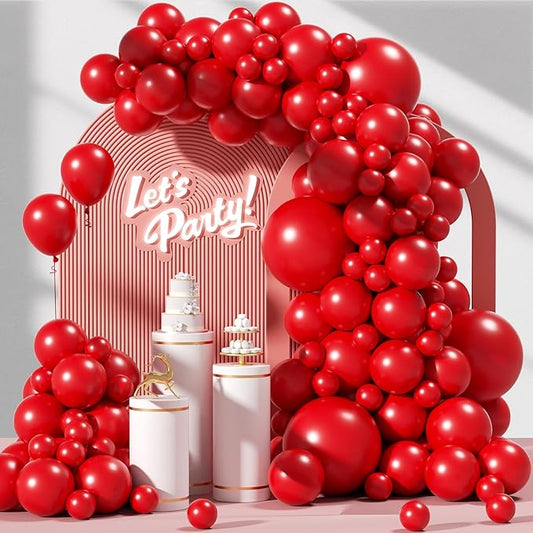 Awenztech 120pcs Red Balloon Arch Kit, 18 12 10 5 inch Red Latex Balloons Different Sizes Balloon Garland for Baby Shower Wedding Valentines Christmas Birthday Party Decorations