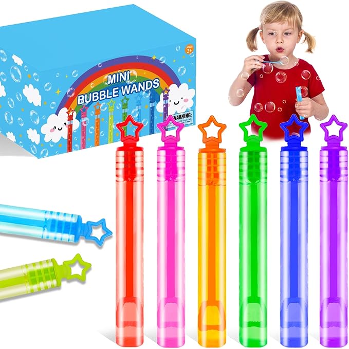 Bulk Toys for Kids Prizes 200 Pack, Mini Bubble Wands Party Favors for Toddlers, Small Basket Pinata Goodie Bag Stuffers, 4 of July Supplies Giveaways Handouts Stocking Fillers for Girls and Boys