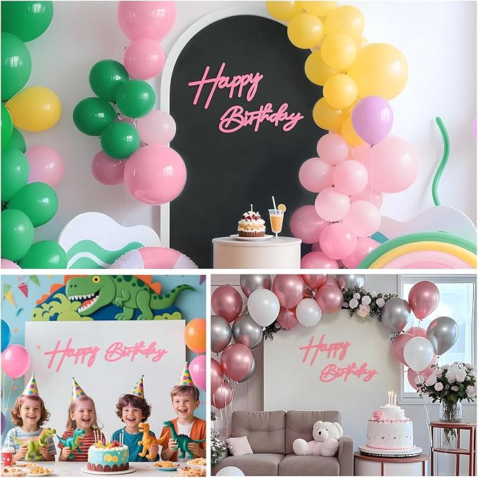 Pink Happy Birthday Felt Sign for Backdrop - Large Happy Birthday Letters for Balloon Arch Party Backdrop Decorations Large Reuseable Signs for Baby Girl Women Party Baby Shower