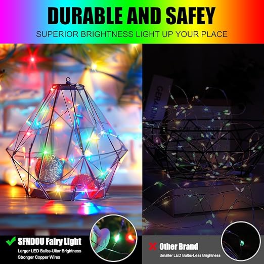 4 Pack Fairy Lights Battery Operated with Remote, 33FT 100LED Waterproof Twinkle String Lights with Timer & 8 Modes,for Indoor Outdoor Patio Garden Wedding Party Christmas Decor-Multicolor