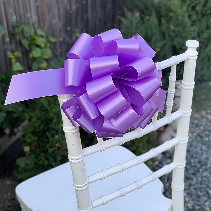 Large Lavender Ribbon Pull Bows - 9" Wide, Set of 6, Easter, Spring, Valentine's Day, Wedding, Reception, Mother's Day, Birthday, Baby Shower, Anniversary, Fundraiser, Party Decoration, Office