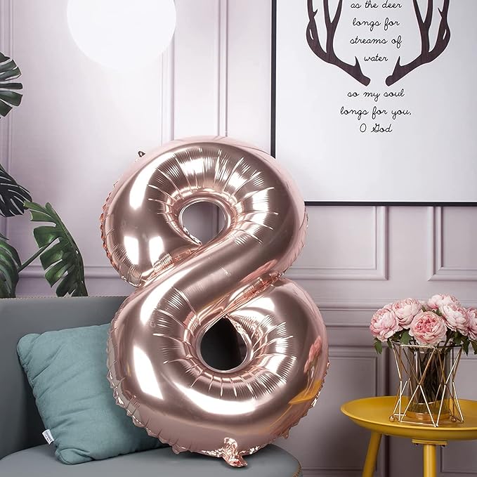 COLORFUL ELVE Rose Gold 18 Number Balloons Big Giant Jumbo Large Number 18 Foil Mylar Balloons for Girl 18th Birthday Party Decorations