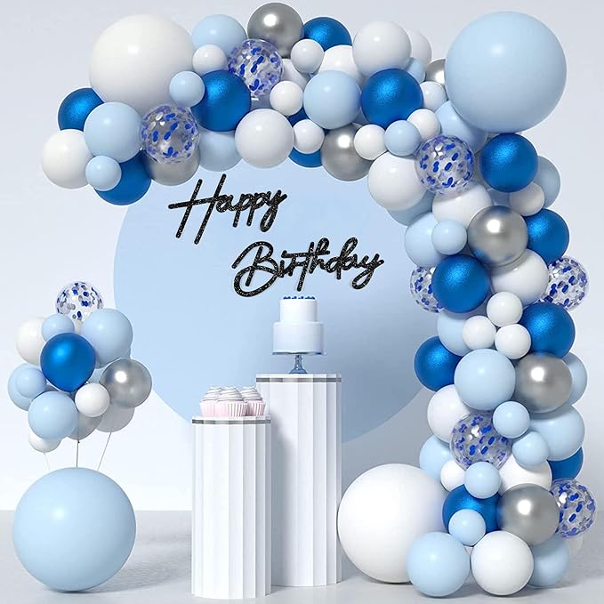 CANREVEL Happy Birthday Sign for Backdrop, Glitter Felt Black Happy Birthday Banner, Black Birthday Party Decorations for Girl Boy Women Men, Wall Decor Balloon Arch Photo Prop