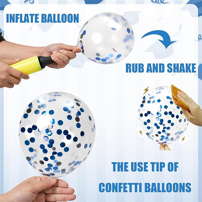2026 Graduation Party Decorations, 70pcs Grad Balloons Blue and White Graduation Decor for College High School Class of 2026 Congrats Grad Party Decor