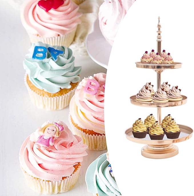 10 Pcs Wedding Cake Stand Set Dessert Table Display Set, Gold Tempered Glass Metal Cupcake Tray Candy Fruit Display Tower for Afternoon Tea Birthday Party Baby Shower Anniversary