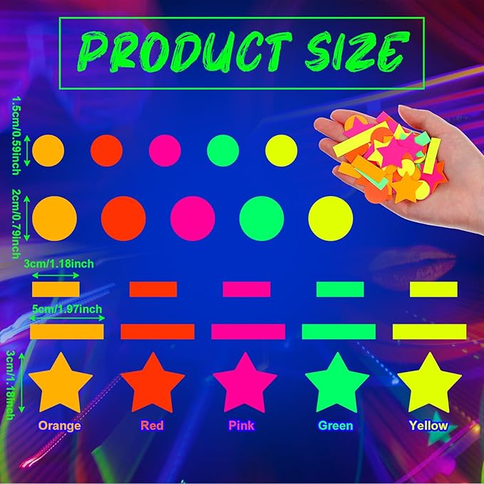 Deekin 10000 Pieces Neon Confetti 5 Colors Confetti Party Table Decor Fluorescent Neon Party Supplies Glow in The Dark Paper Tissue Paper for Birthday, Wedding Supplies (Mixed Style)