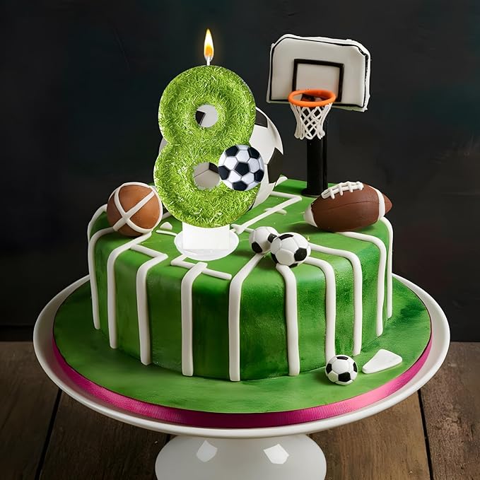 8th Birthday Candles，Soccer Birthday Decorations，Suitable for Girl and boy Cake Toppers, Wedding Cakes, Anniversaries, Party Celebrations, Birthday Decorations