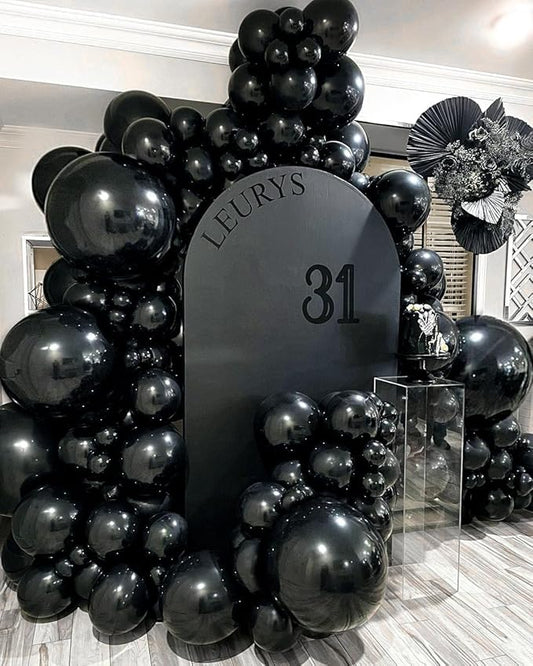 Captank Black Balloons Double Stuffed Balloon Garland Arch Kit Latex Different Size 18/12/5 inch for Birthday Graduation Anniversary Holiday New Year Halloween Ridder Star Wars Theme Party Decorations