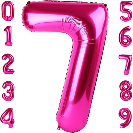 7 Balloon Numbers 40 Inch, 6 7 Birthday Decorations, Hot Pink Seven Birthday Decor, 7 17 27 70 Year Old Balloon Number for Engagement, Wedding, Graduations