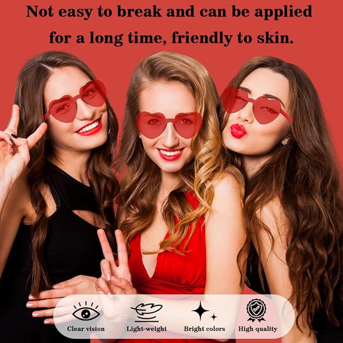 14 Pack Heart Sunglasses, Heart Shaped Sunglasses, Heart Glasses Bulk for Women, Rainbow Sunglasses for Valentine