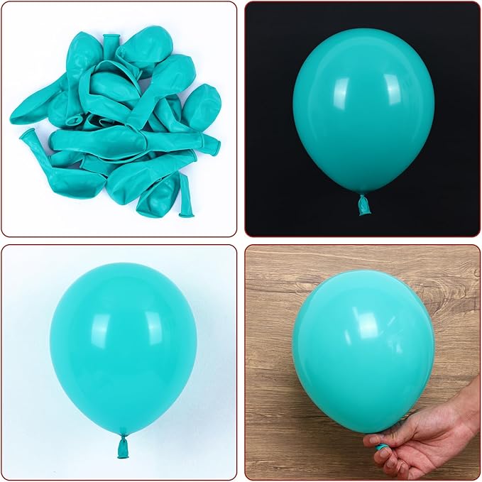 RUBFAC Teal Blue Balloons 129pcs Different Sizes 18 12 10 5 Inch, Latex Turquoise Balloon Garland Arch for Birthday Party Decoration Wedding Engagements Anniversary Baby Shower Party Supplies