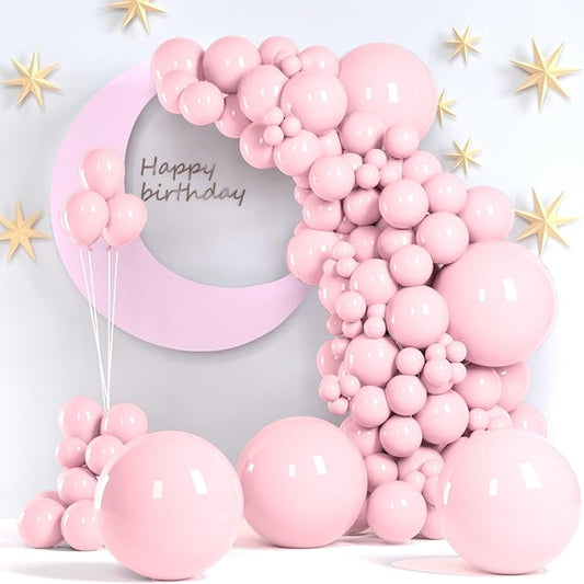 Light Pink Balloons, 140pcs Pastel Pink Pack Party Latex Balloon for Birthday Halloween Holiday Garland as Party Decorations
