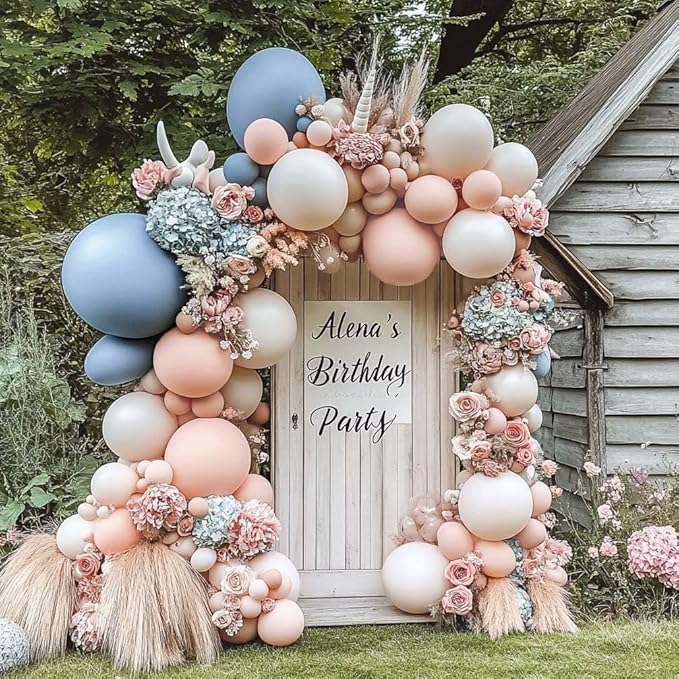 Dusty Blue Balloons Double Stuffed Blue Balloon Garland Arch Kit Different Sizes 18In 12In 5In Latex For Birthday Baby Shower Gender Reveal Neutral Party