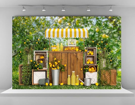 Kate 10x6.5ft Summer Lemon Shop Backdrops for Photography Lemonade Theme Party Decoration Background Lemon Juice Lemon Tree Backgrounds Sweet Baby 1st Birthday Party Studio Backdrop