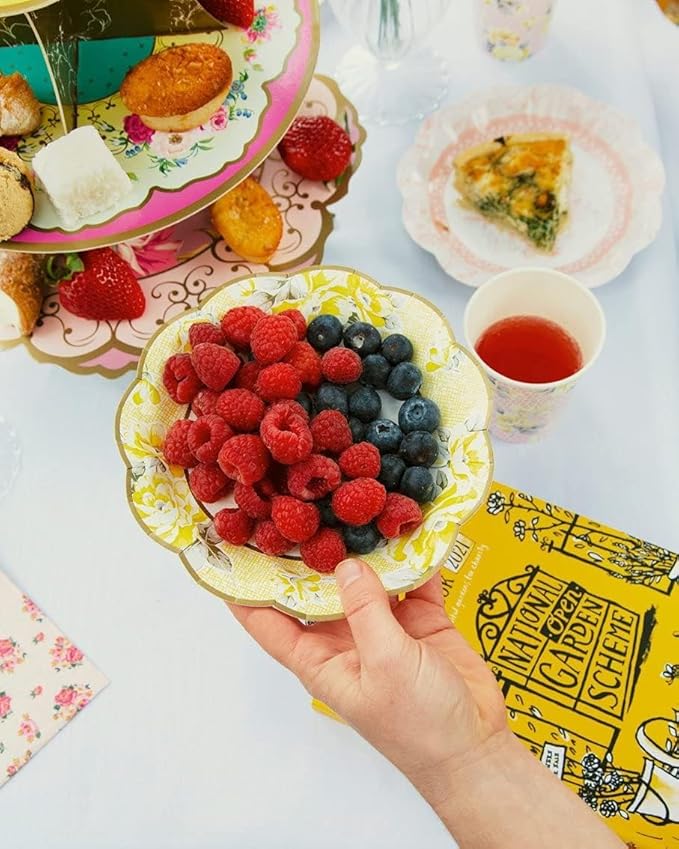 Talking Tables Pretty Floral Paper Plates | Mother's Day Afternoon Tea Party Decorations Truly Scrumptious Disposable Dishes For Birthday Baby Shower, Bridal Wedding, Made UK, Pretty, Pack of 24