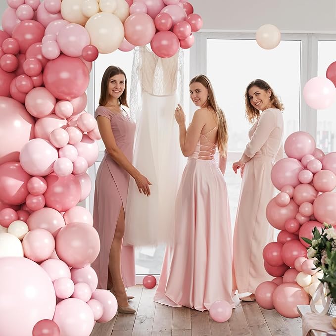 Dusty Pink Balloon Arch Kit 124Pcs Pink and White Balloon Arch Garland Kit Include Macaron Light Pink Sand White Balloons for Baby Shower Bridal Shower Wedding Birthday Party Decorations